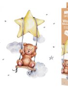 Sipo Sticker decorativ pentru copii autoadeziv Ursulet pe leagan 57 x 74 cm