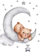 Sipo Sticker decorativ pentru copii autoadeziv Ursulet pe luna 62x60 cm