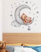 Sipo Sticker decorativ pentru copii autoadeziv Ursulet pe luna 62x60 cm