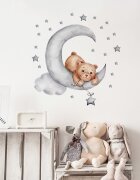 Sipo Sticker decorativ pentru copii autoadeziv Ursulet pe luna 62x60 cm
