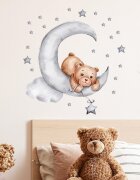 Sipo Sticker decorativ pentru copii autoadeziv Ursulet pe luna 62x60 cm
