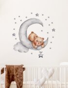 Sipo Sticker decorativ pentru copii autoadeziv Ursulet pe luna 62x60 cm
