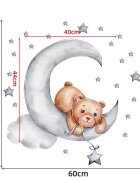 Sipo Sticker decorativ pentru copii autoadeziv Ursulet pe luna 62x60 cm