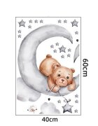 Sipo Sticker decorativ pentru copii autoadeziv Ursulet pe luna 62x60 cm