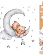 Sipo Sticker decorativ pentru copii autoadeziv Ursulet pe luna 62x60 cm