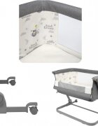 Skiddou Patut 3 in 1 co-sleeping Natt Evening Dream Gri inchis reglabil pe inaltime laterala culisanta husa detasabila