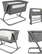 Skiddou Patut 3 in 1 co-sleeping Natt Evening Dream Gri inchis reglabil pe inaltime laterala culisanta husa detasabila