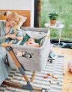 Skiddou Patut 3 in 1 co-sleeping Natt Normandic Dream Gri deschis reglabil pe inaltime laterala culisanta husa detasabila