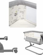 Skiddou Patut 3 in 1 co-sleeping Natt Normandic Dream Gri deschis reglabil pe inaltime laterala culisanta husa detasabila