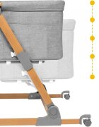 Skiddou Patut 3 in 1 co-sleeping Natt Normandic Wood wood-gri pliabil roti cu sistem de blocare laterala culisanta inaltime reglabila huse detasabile si lavabile