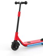 SMART TabbyBoo Trotineta electrica GentleKids rosu cu lumini LED ghidon reglabil putere 80w greutate suportata 50 kg viteza maxima 5-8 kmh varsta 3 ani+
