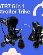 SMART TRIKE Tricicleta pentru copii Kelly Anna-Explore 6 in 1 ultrapliabila cu sistem de ghidare Touch Steering scaun reglabil si rabatabil suport pentru picioare roti din cauciuc Eva cu amortizoare
