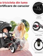 SMART TRIKE Tricicleta pentru copii STR5 Gri 7 in 1 ultrapliabila dotata cu frana scaun rabatabil de la 6 luni sistem patentat cu tehnologie Touch Steering