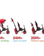 SMART TRIKE Tricicleta pentru copii STR7 Rosu 7 in 1 ultrapliabila spatar reglabil sistem patentat Touch Steering roti din cauciuc cu functie de absorbire a socurilor varsta 6 luni+
