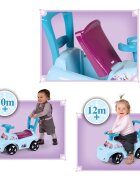 SMOBY Masinuta copii Ride-On Frozen recomandata pentru copii cu varsta cuprinsa intre 10 si 36 luni spatar cu functie de impingere spatiu depozitare sub scaun