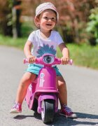 SMOBY Motocicleta copii fara pedale Scooter Ride-On pink roti late din material moale compartiment de depozitare jucarii dotat cu cheie varsta recomandata 15 ani