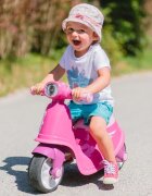 SMOBY Motocicleta copii fara pedale Scooter Ride-On pink roti late din material moale compartiment de depozitare jucarii dotat cu cheie varsta recomandata 15 ani