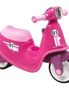 SMOBY Motocicleta copii fara pedale Scooter Ride-On pink roti late din material moale compartiment de depozitare jucarii dotat cu cheie varsta recomandata 15 ani