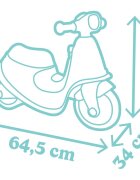 SMOBY Scuter pentru copii fara pedale Scooter Ride-On albastru dotat cu cheie ce imita pornirea reala a scuterului recomandat copiilor incepand de la 15 ani spatiu de depozitare sub sezut