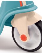 SMOBY Scuter pentru copii fara pedale Scooter Ride-On albastru dotat cu cheie ce imita pornirea reala a scuterului recomandat copiilor incepand de la 15 ani spatiu de depozitare sub sezut