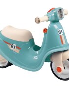 SMOBY Scuter pentru copii fara pedale Scooter Ride-On albastru dotat cu cheie ce imita pornirea reala a scuterului recomandat copiilor incepand de la 15 ani spatiu de depozitare sub sezut