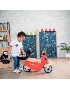 SMOBY Scuter pentru copii fara pedale Scooter Ride-On Food Express rosu dotat cu cheie ce imita pornirea reala a scuterului recomandat copiilor incepand de la 15 ani spatiu de depozitare sub sezut