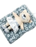 Snuggle Baby Set cadou bebelusi cu paturica si jucarie de plus ursulet gri
