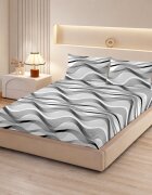 Somnart Husa de pat din finet cu 2 fete de perna pentru saltea de 160 x 200 cm Silver Waves