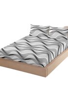 Somnart Husa de pat din finet cu 2 fete de perna pentru saltea de 160 x 200 cm Silver Waves