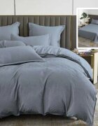 Somnart Lenjerie de pat cu 6 piese Natur Uni Baroque cu cearceaf pat clasic cearceaf pilota 200 x 230 cm 2 fete perna 50 x 70 cm si 2 fete perna 70 x 70 cm antracit