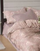 Somnart Lenjerie de pat din finet 6 piese cearceaf de pat cu elastic Extra pink Leaves