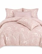 Somnart Lenjerie de pat din finet 6 piese cearceaf de pat cu elastic Extra pink Leaves