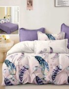 Somnart Lenjerie de pat din finet cu 6 piese cearceaf pat clasic cearceaf pilota 200 x 230 cm 2 fete perna 50 x 70 cm si 2 fete perna 70 x 70 cm model mov cu pene