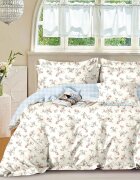 Somnart Lenjerie de pat Percale cu 4 piese cearceaf pat clasic 240 x 260 cm cearceaf pilota 200 x 230 cm si 2 fete perna 50 x 70 cm model floricele