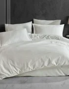 Somnart Lenjerie pentru pat dublu cu 4 piese cearceaf pat clasic 240 x 260 cm cearceaf pilota 200 x 230 cm 2 fete de perne 50 x 70 cm din bumbac damasc crem