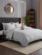 Somnart Lenjerie pentru pat dublu cu 4 piese cearceaf pat clasic 240 x 260 cm cearceaf pilota 200 x 230 cm 2 fete de perne 50 x 70 cm din bumbac damasc gri