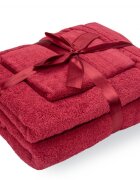 Somnart Set 3 prosoape din bumbac bordeaux pentru fata corp si maini