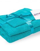 Somnart Set 3 prosoape din bumbac turcoaz pentru fata corp si maini