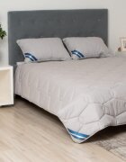Somnart Set Bella cu pilota 180 x 200 model biscuite si 2 perne 50 x 70 cm din bumbac gri