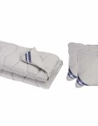Somnart Set Bella cu pilota 180 x 200 model biscuite si 2 perne 50 x 70 cm din bumbac gri