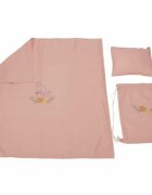 Somnart Set paturica perna si rucsac cu broderie din in roz