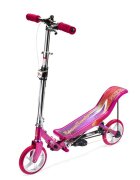 Space Scooter Trotineta X580 Series roz ghidon reglabil pliabil frana de mana suspensii greutate suportata 90 kg varsta 8 ani+