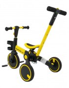 SporTrike Tricicleta pentru copii Galben 3 in 1 cu pedale roti din cauciuc scaun reglabil in 2 trepte suport pahar maner reglabil pe inaltime si detasabil