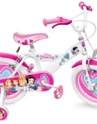 Stamp Bicicleta copii Disney Princess 16 inch varsta 5-7 ani inaltime recomandata 104-110 cm scaun ajustabil roti ajutatoare jante si spite din otel pinion fix frana de mana fata si frana de picior spate