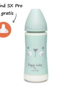 Suavinex Biberon 360 ml cu tetina rotunda din silicon Hygge debit dens pisica verde