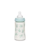 Suavinex Biberon cu tetina rotunda din silicon cu 3 fluxuri iepuras verde Hygge 270 ml