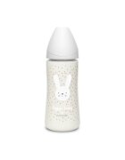 Suavinex Biberon cu tetina rotunda din silicon debit dens Hygge 360 ml iepuras gri