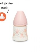 Suavinex Biberon cu tetina rotunda din silicon debit lent iepuras roz Hygge 150 ml