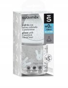 Suavinex Biberon din sticla cu debit lent iepuras gri Hygge 120 ml