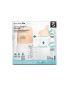 Suavinex Set biberon anticolici si tetina cu debit variabil plus saculet silicon Zero Zero 180 ml